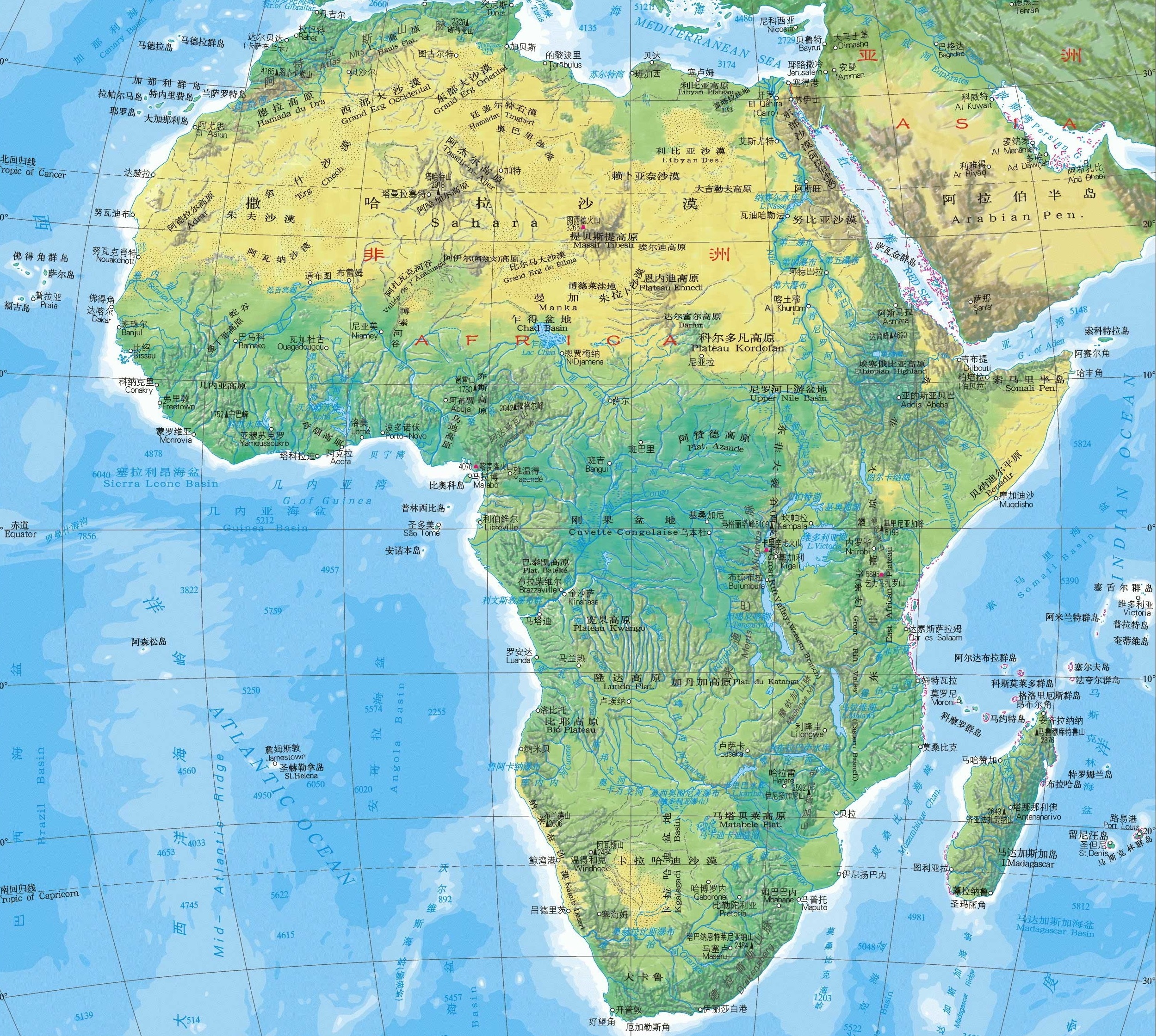 非洲的地形分布图片