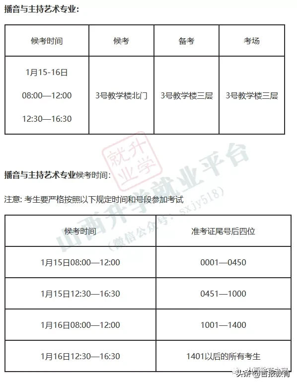 吉林动画学院、首都师范大学科德学院、长春工业大学、北华大学、四川传媒学院2020年在晋校考笔试/面试安排