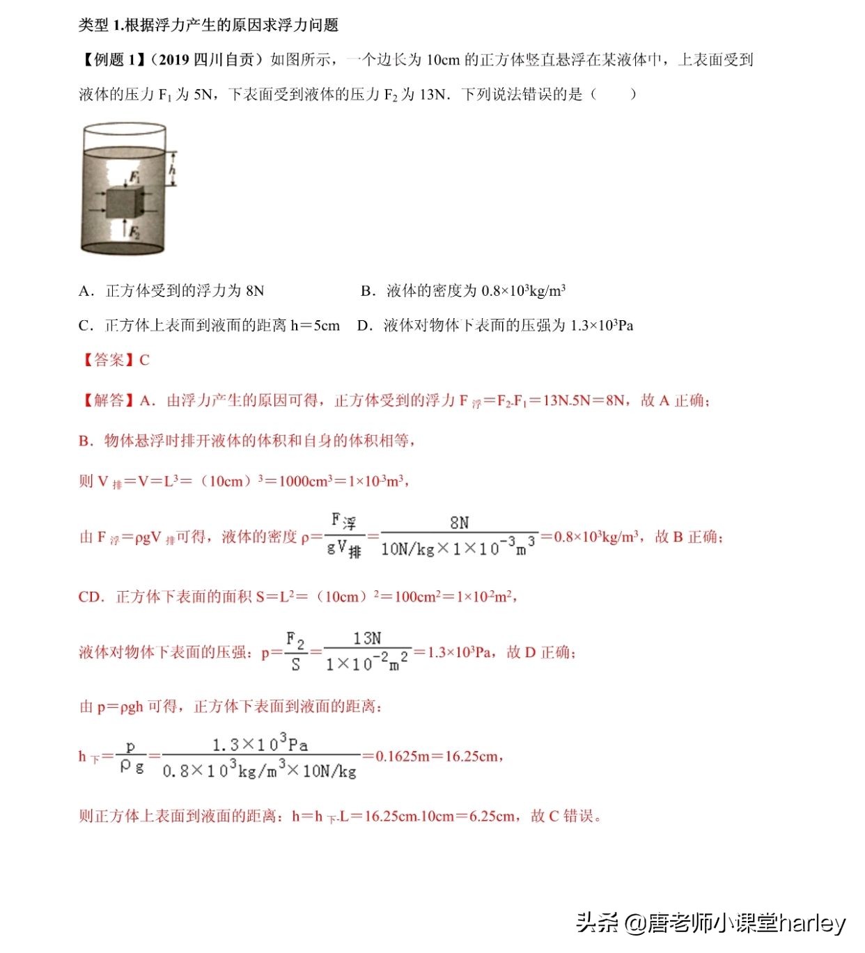 中考物理：浮力五大类型计算题+四大解题方法+真题专练，培优必备