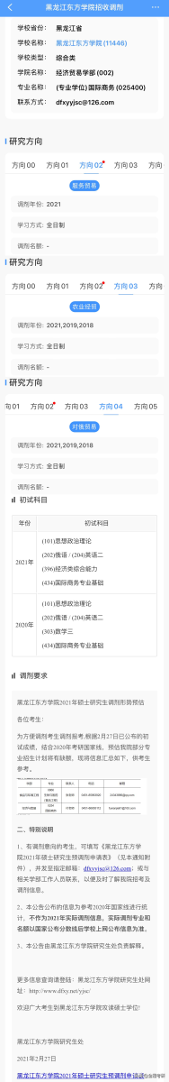 2021考研院校金融经济类专业调剂信息汇总，持续更新