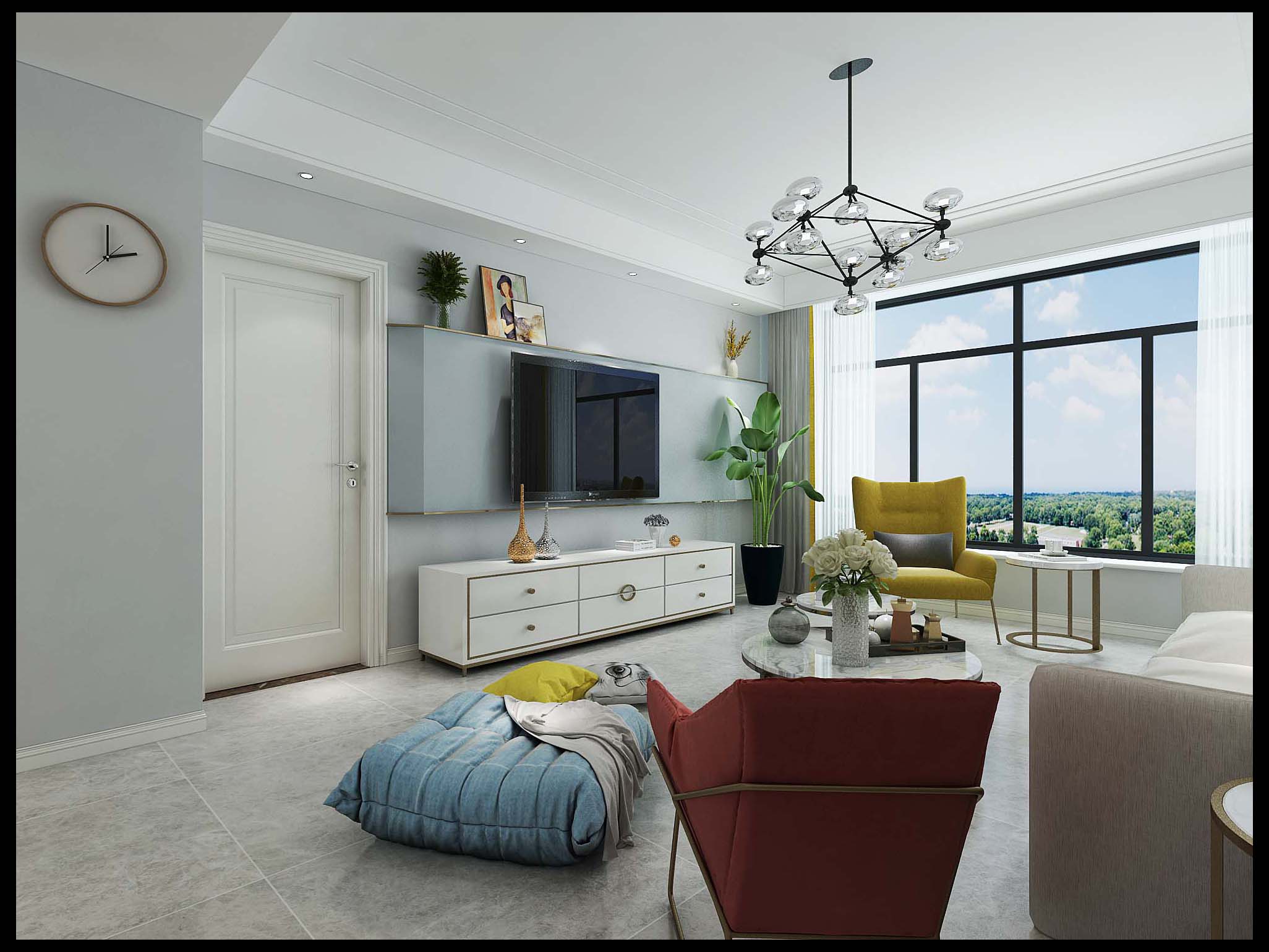 装修案例丨淄博绿城紫薇园141㎡简约风，黑框厨房门好看还实用