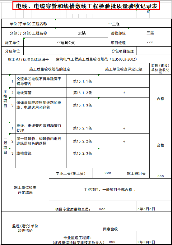 21年整理：施工质量验收记录-检验批表格，93套内容完整可用