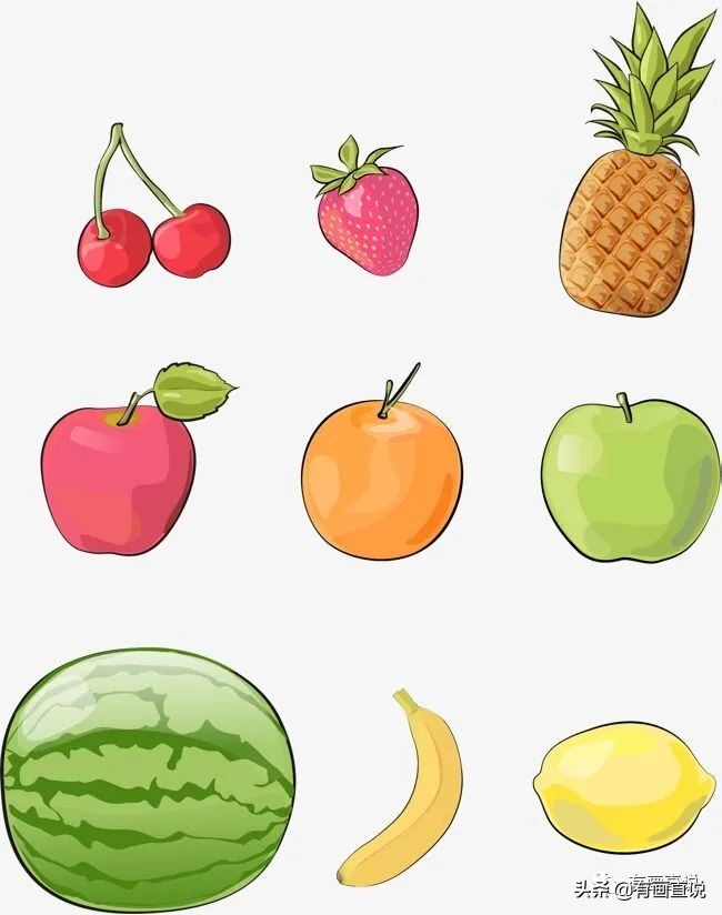 儿童画简笔画临摹素材52张：水果系列画法，收藏备用，在家学画画