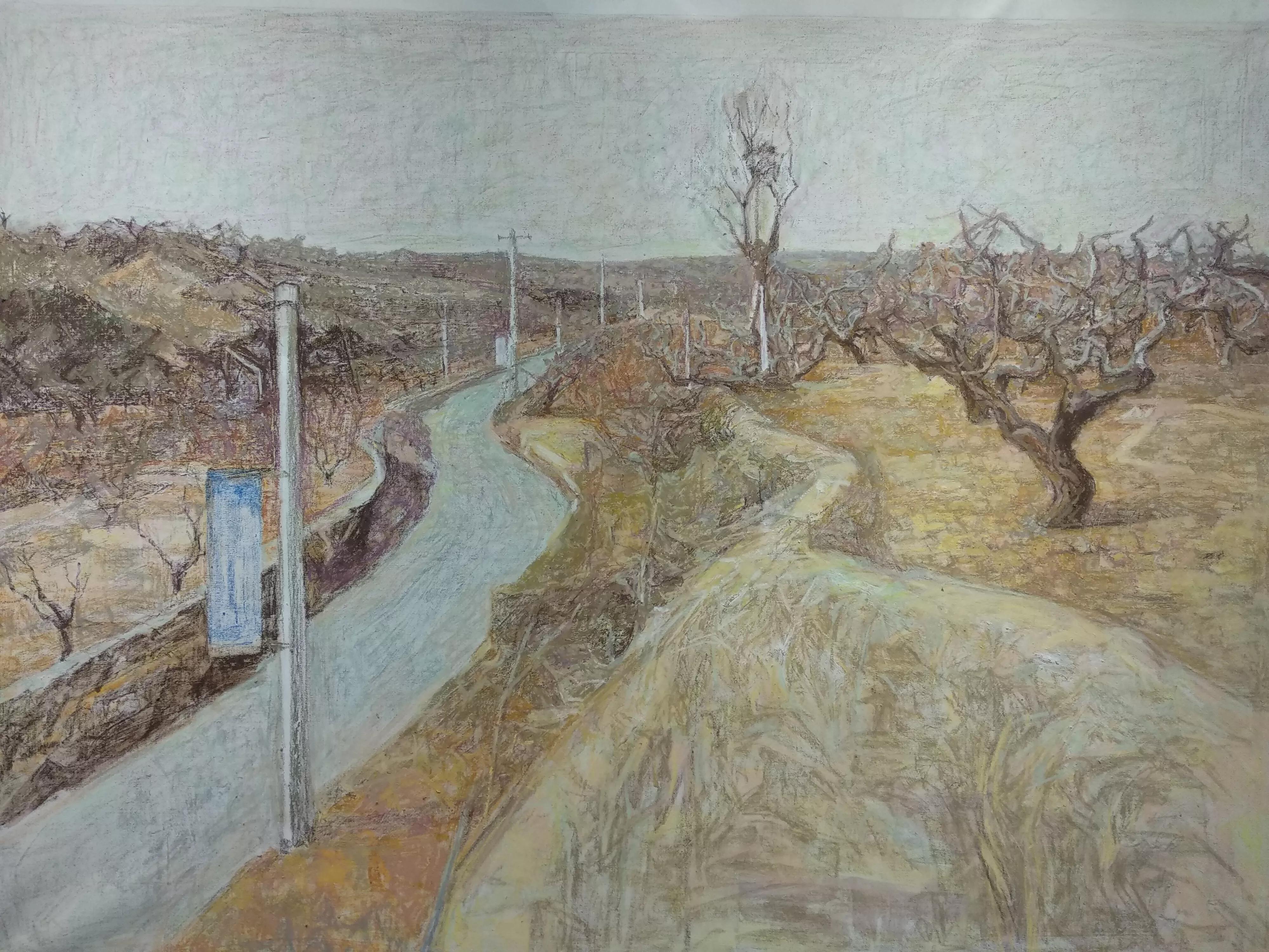 油性色粉作品《山之家园》的创作过程