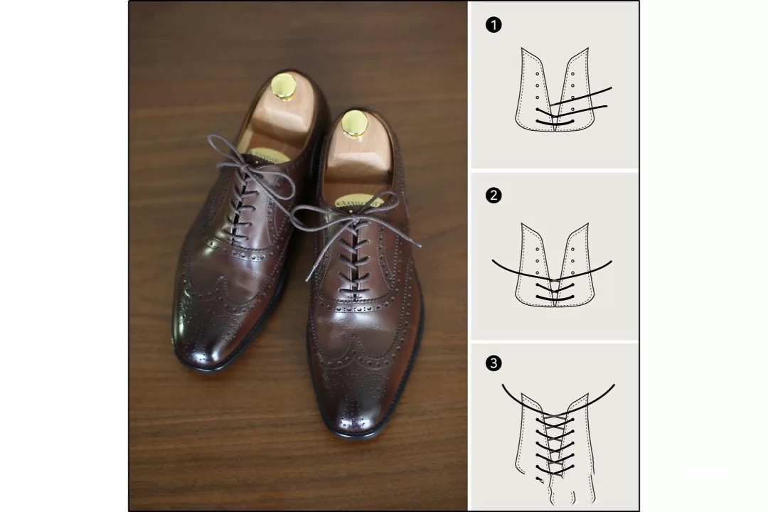 二孔皮鞋系法图解图片
