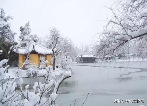 红墙，白雪，琉璃瓦，大雪压青松