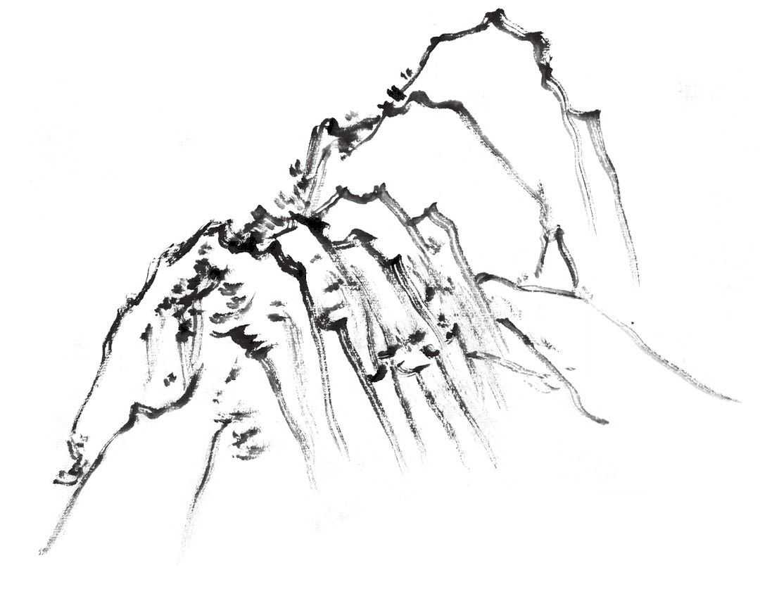 山脉的画法国画图片