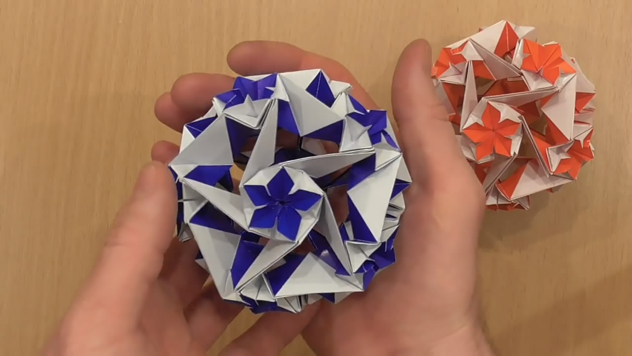 神奇的纸艺三角插,带你学习如何制作五角星花球的方法,创意十足