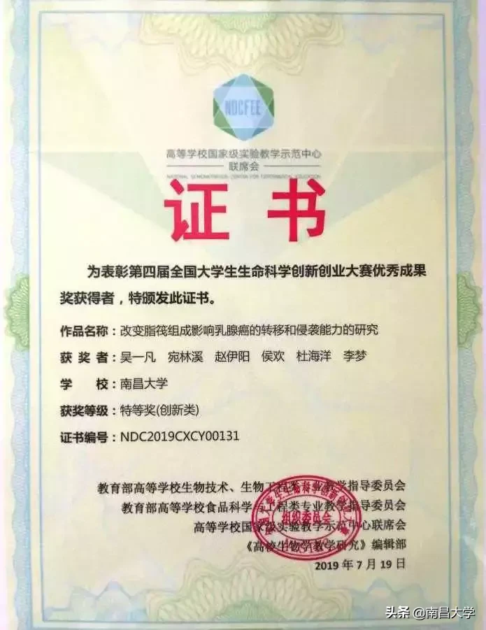 生命科学界的全国大学生双创大赛,南昌大学再创佳绩!