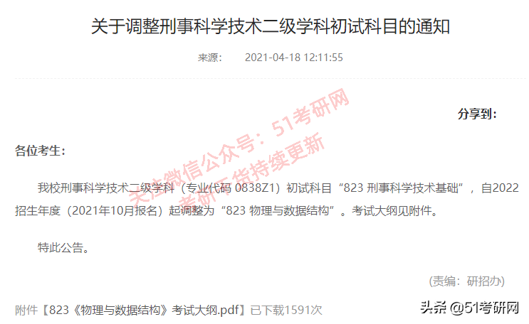 考研初试大调整！20余所院校已发布初试科目变动通知！别复习错