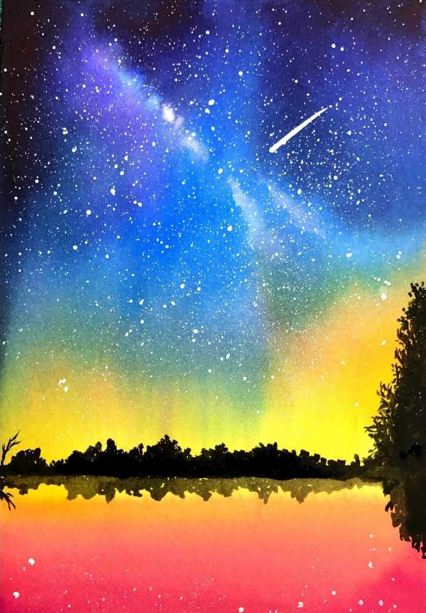 璀璨星空水彩画法：分步骤讲解（附调色画法）简单易学，一起临摹