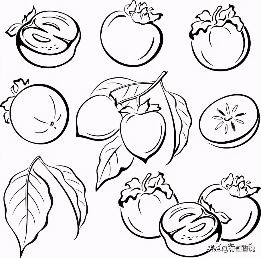 儿童画简笔画临摹素材52张：水果系列画法，收藏备用，在家学画画