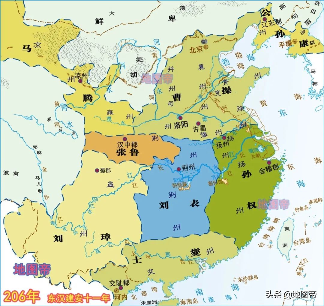 三国鼎立局面形成的时间（15幅地图上的三国）