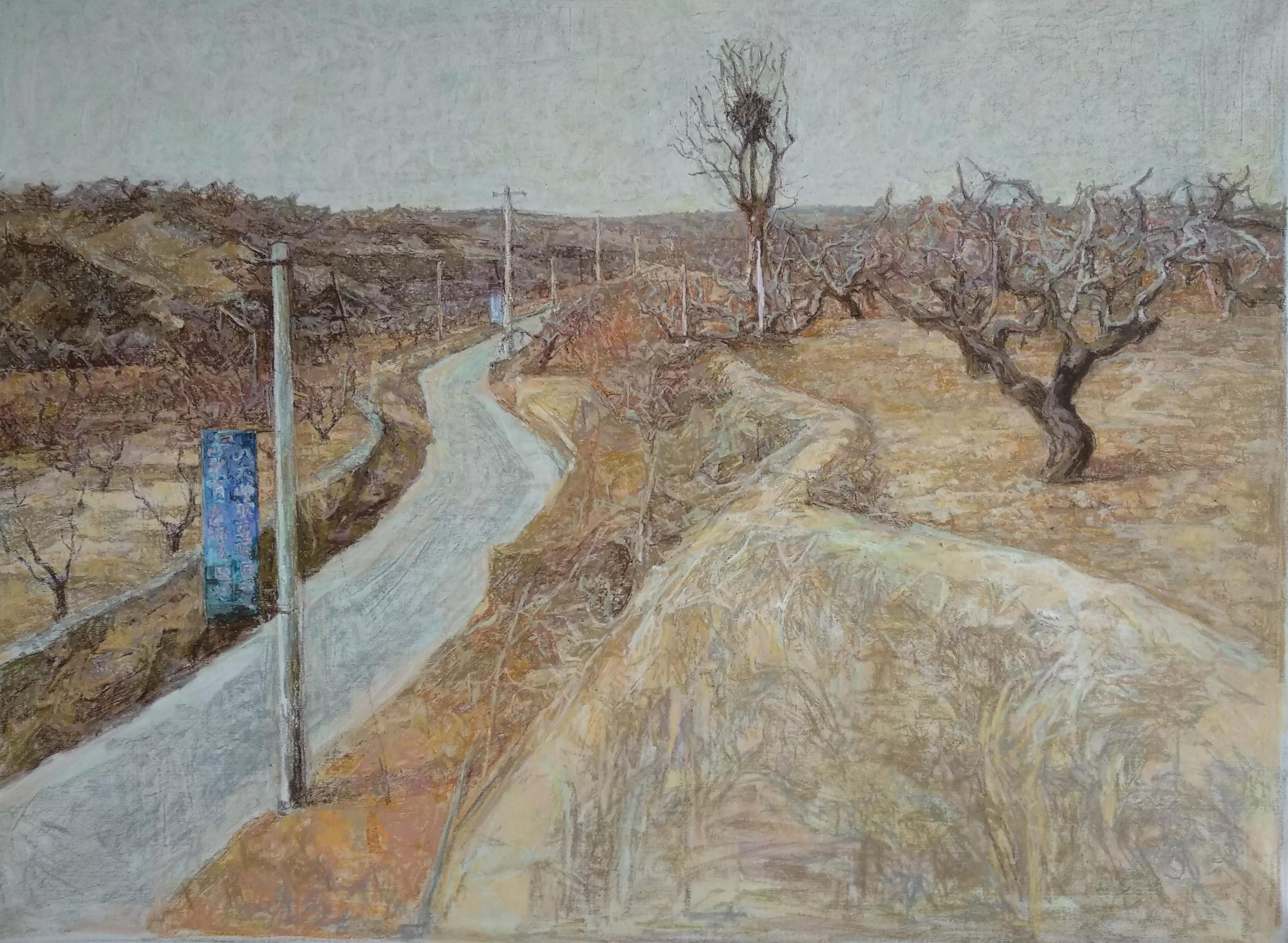 油性色粉作品《山之家园》的创作过程