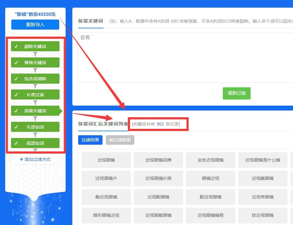 SEO百万流量词一键清洗工具,速度提升几十倍