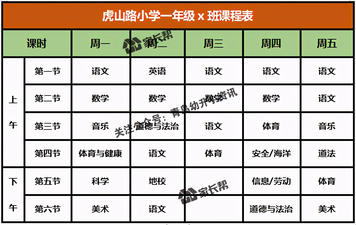 青岛「公办+民办小学」作息时间表及课程表汇总