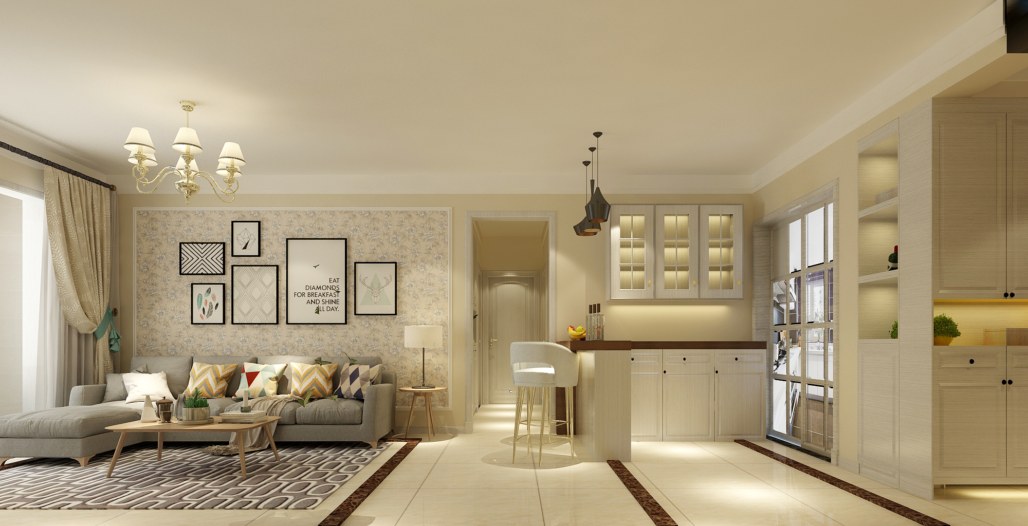 装修案例丨华润橡树湾126㎡现代简约风，改动厨房门收纳增加一倍