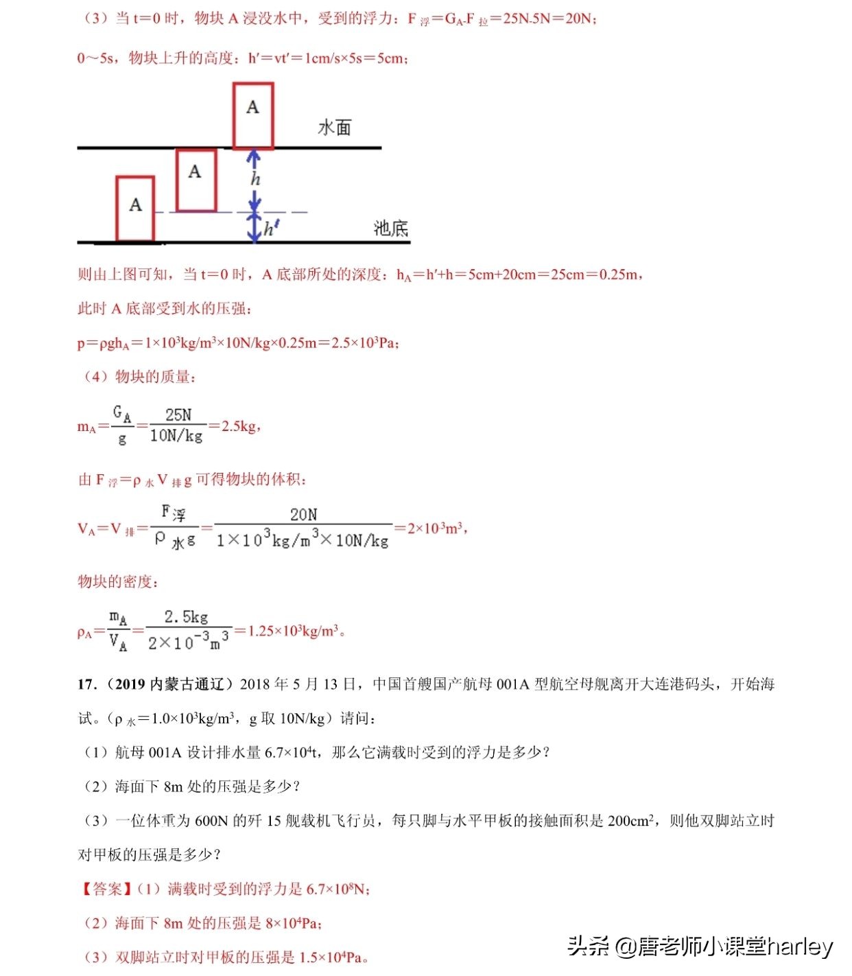 中考物理：浮力五大类型计算题+四大解题方法+真题专练，培优必备