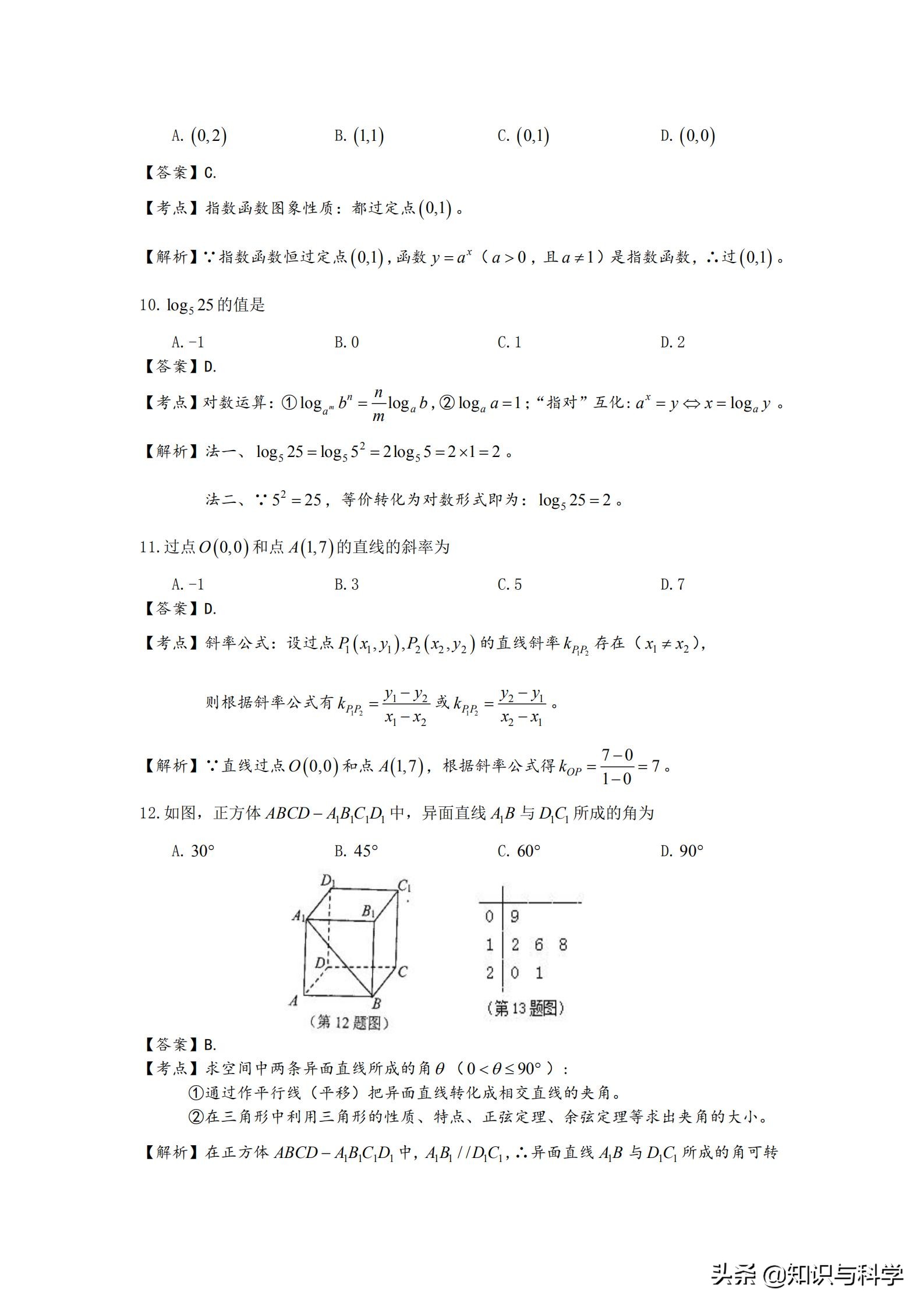 贵州省2020年7月普通高中学业水平考试数学真题及答案详解