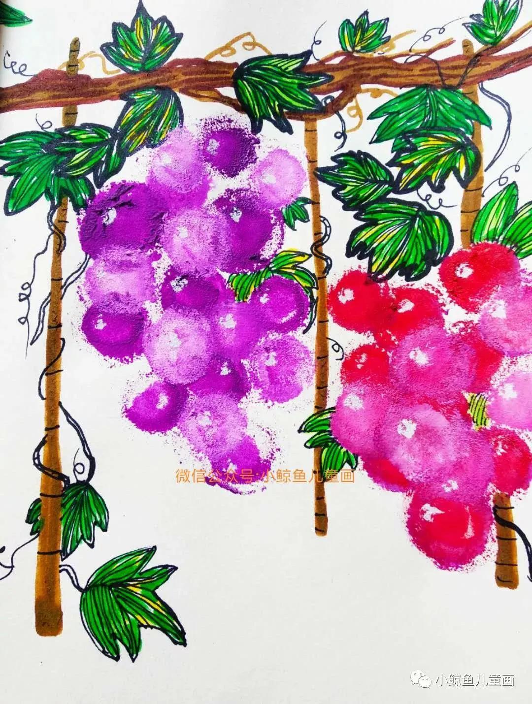 综合创意教程—葡萄架上甜葡萄,一起来画葡萄绘画呀