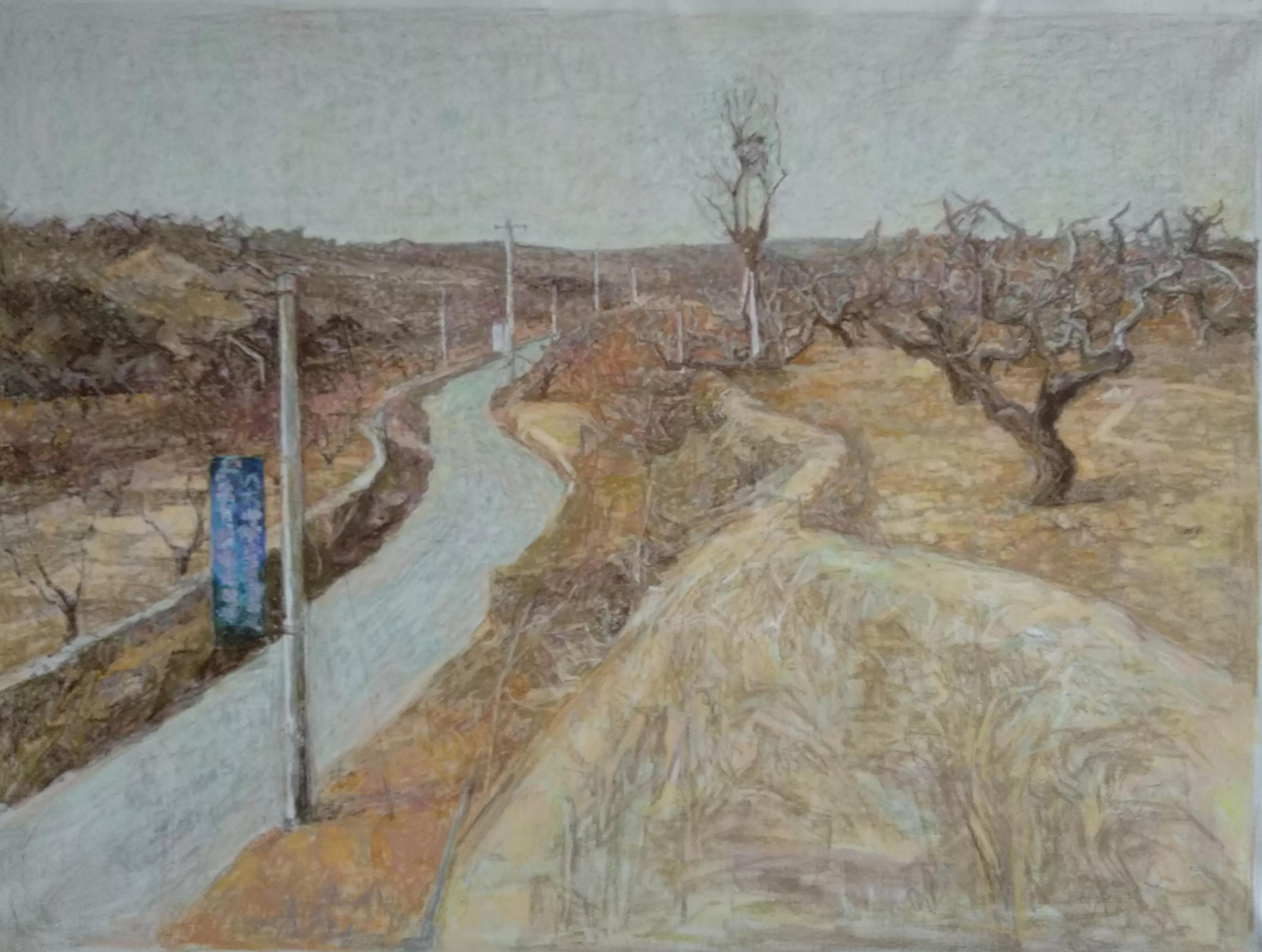 油性色粉作品《山之家园》的创作过程