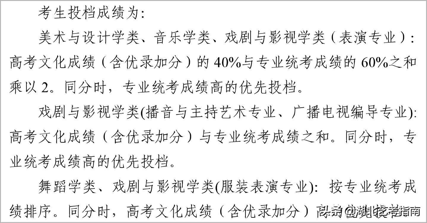 关于普通高等学校招生艺术类专业志愿填报说明统考篇（平行志愿）