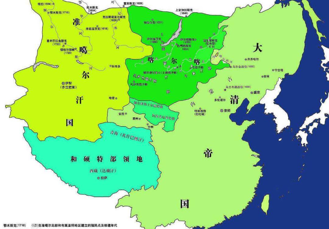 位于天山南北的漠西蒙古四部以和硕特部为最强,但从明末开始,准噶尔部