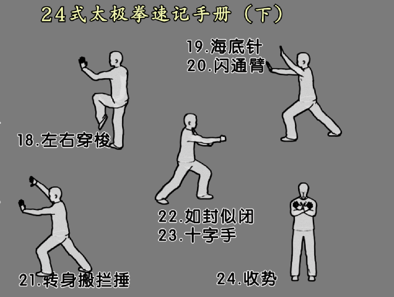 习练24式太极拳的七大好处，附动画（gif图）演示，收藏学习！