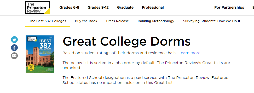 2022《普林斯顿评论》美国最佳大学排名发布