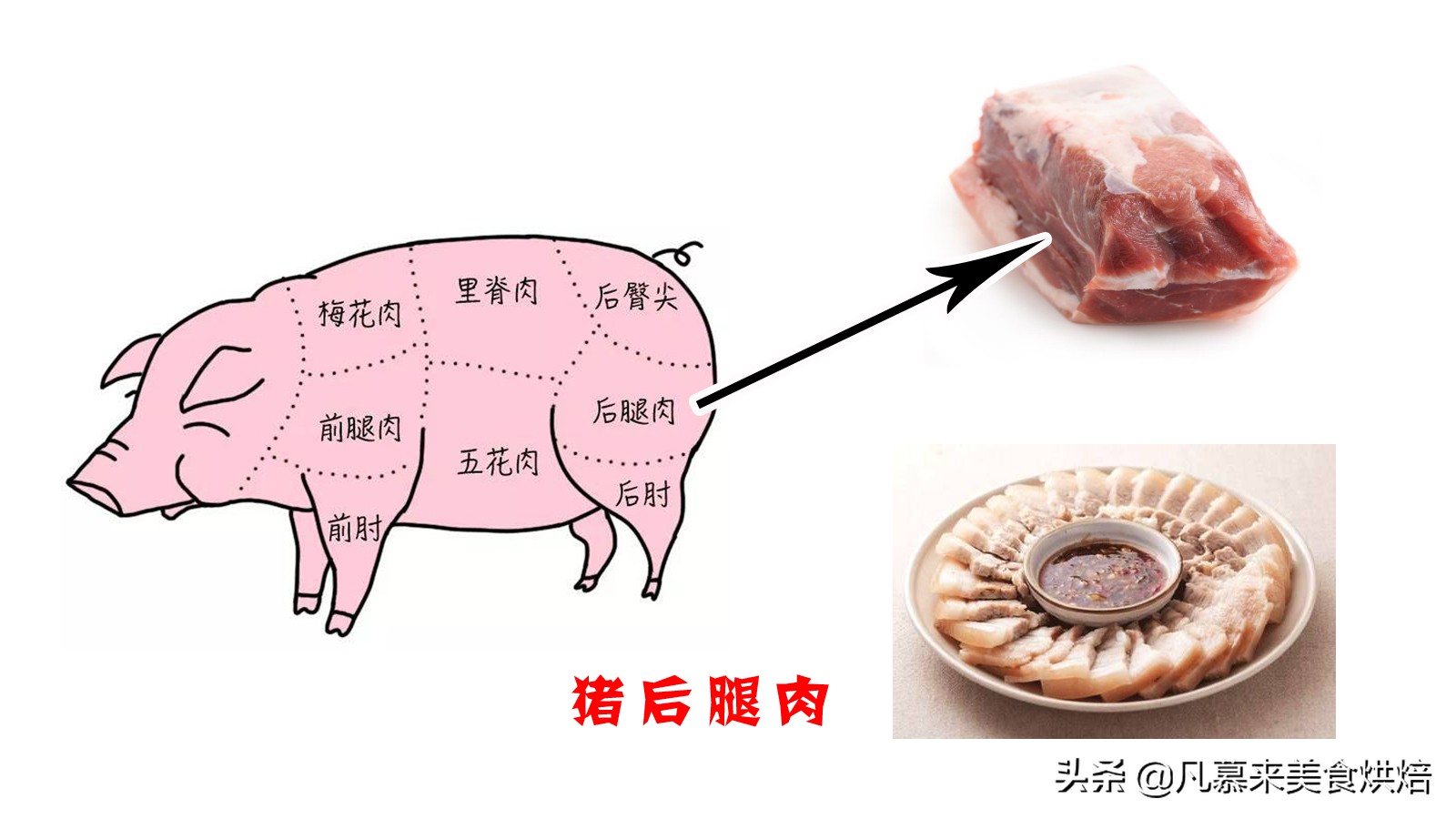 一级:通脊肉,后腿肉;二级:前腿肉,五花肉;三级:血脖肉,奶脯肉,前肘,后