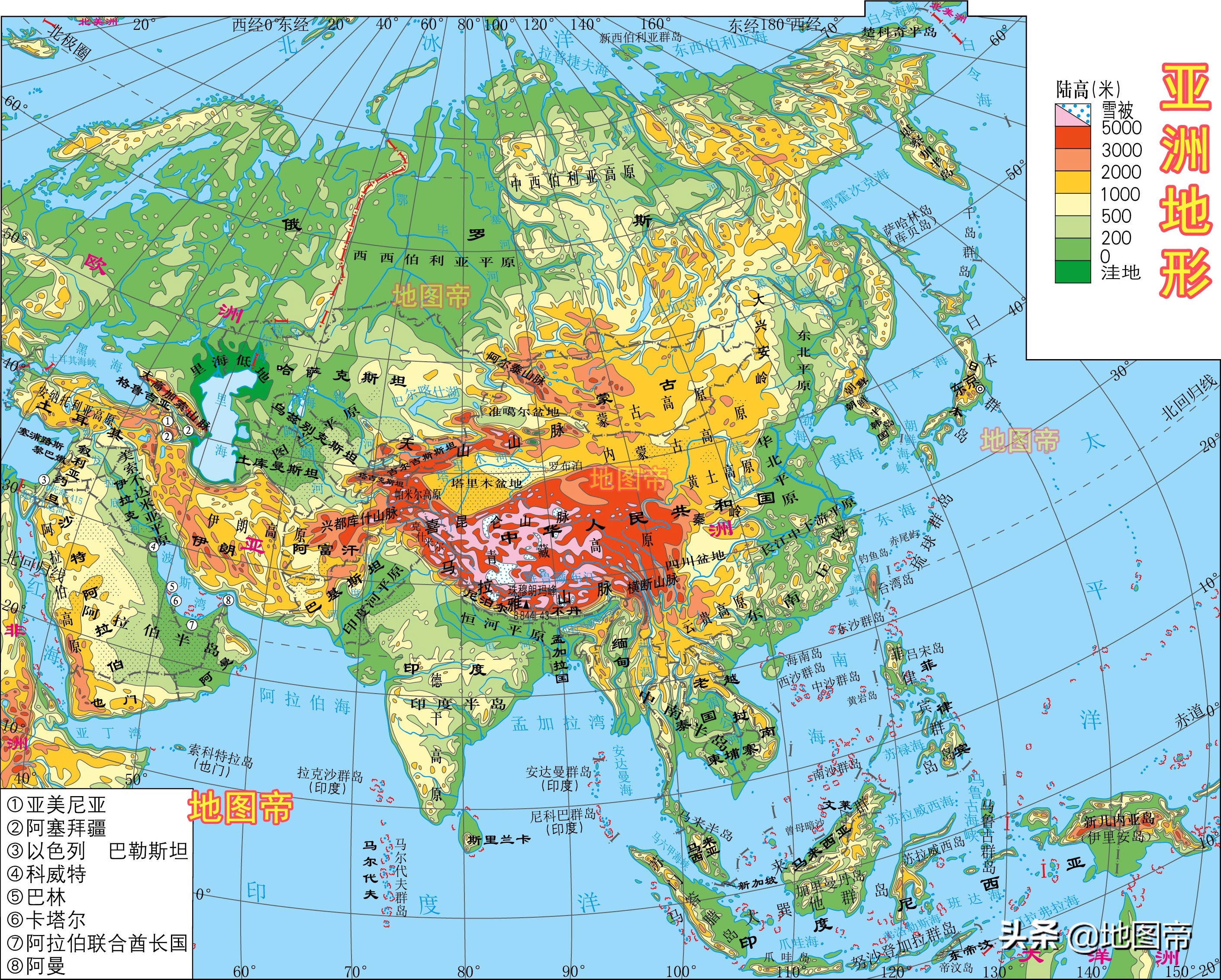 七大洲(世界七大洲地形图（12图）)