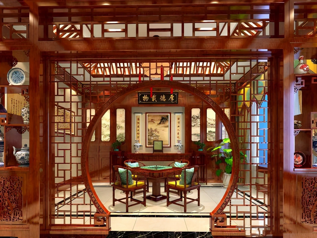 参观了济南夫妻458㎡，全屋红木风，这样古典诗意的家，太美了