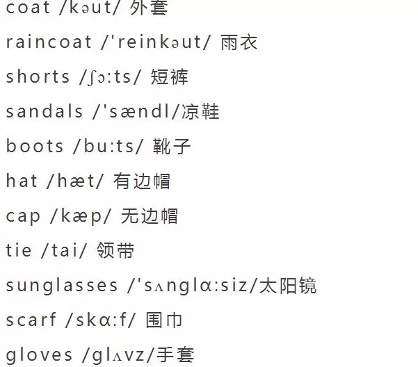 小学英语单词分类大全（附音标）