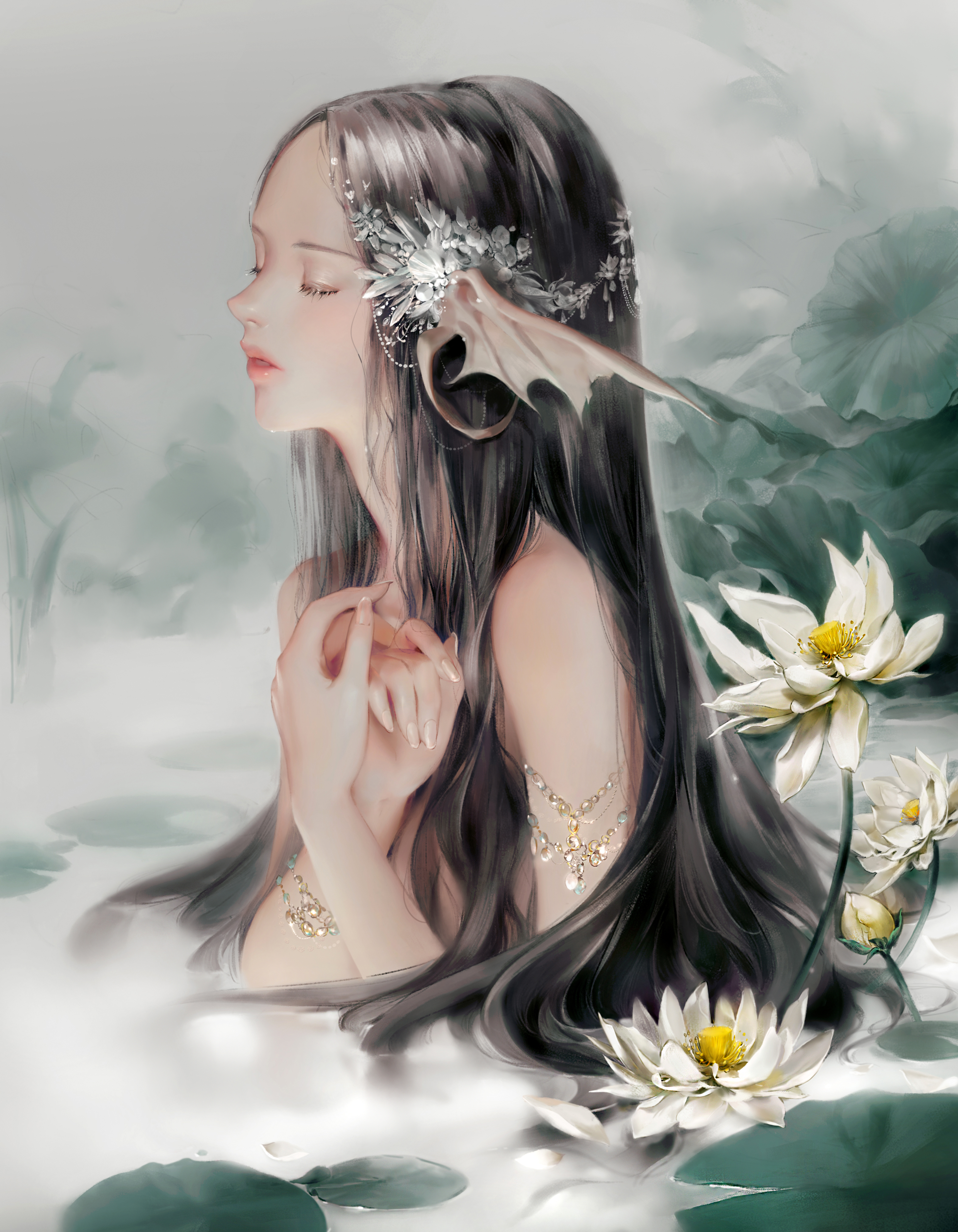 通透唯美的二次元美女，仙气扑面而来，充满梦幻华丽的马卡龙色彩