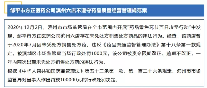 一药店损失50万,因违规售处方药