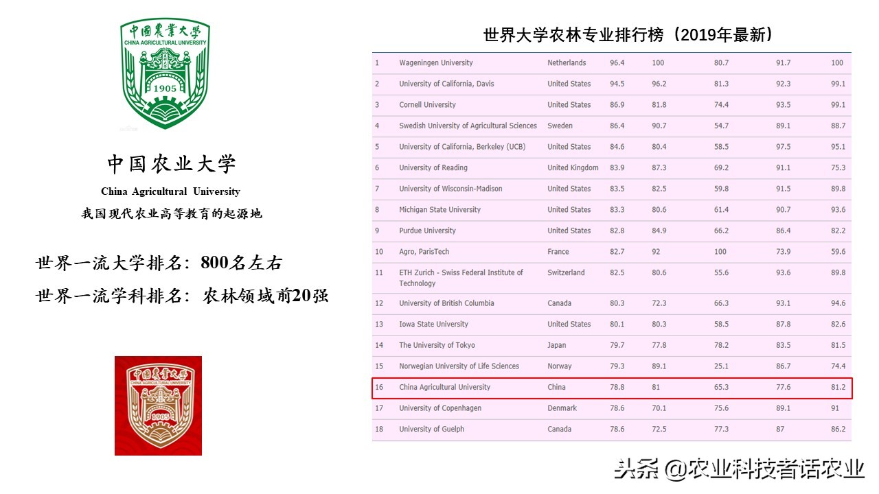 中国农大，荷兰农大，美国农大，日本农大，谁是世界第一农大