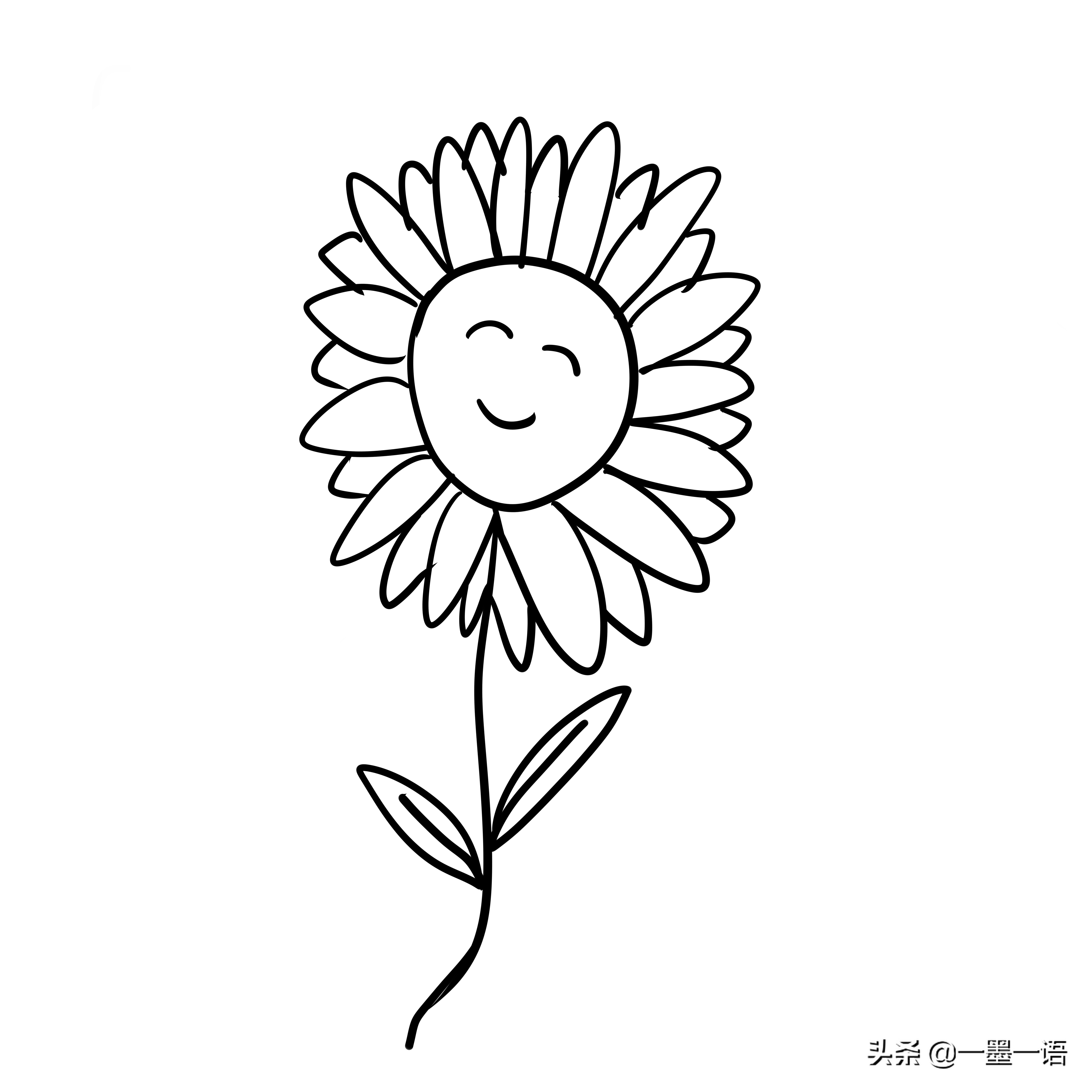 水墨丹青-线描简笔画-向日葵