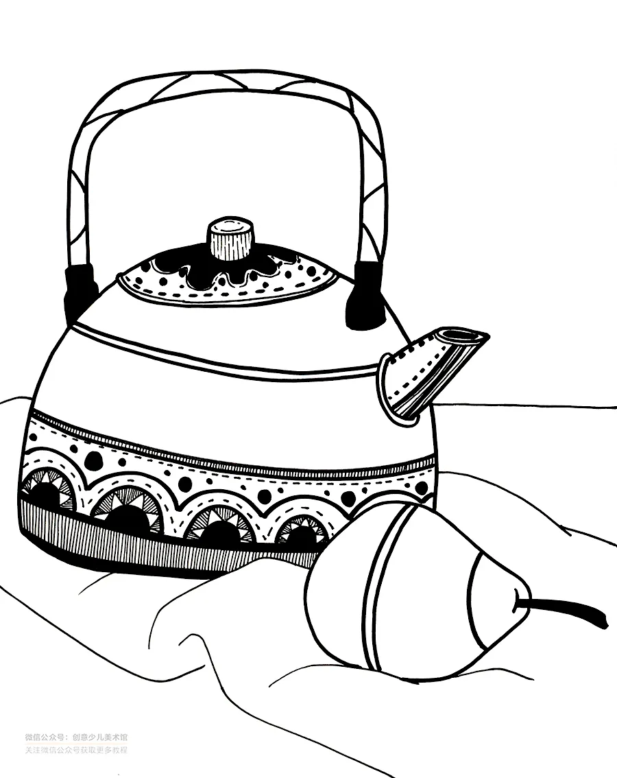 儿童画教程|静物装饰线描画《静物之美》