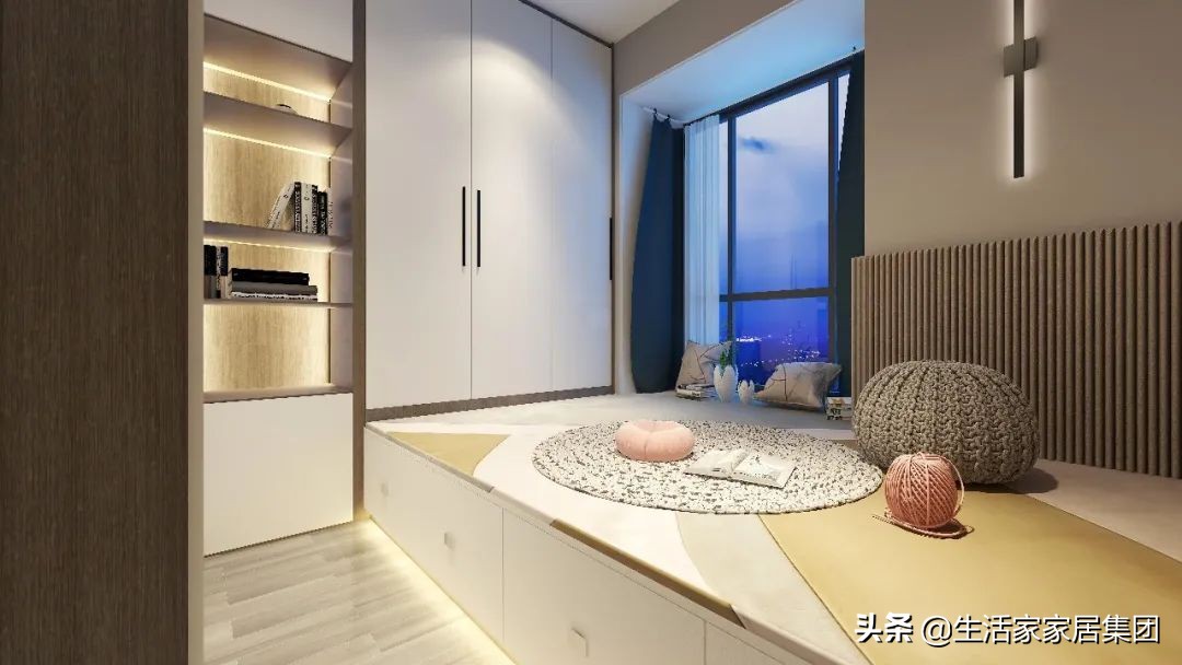90㎡现代简约装修案例：设计师巧改细节，实现阳台、卧室实用变身