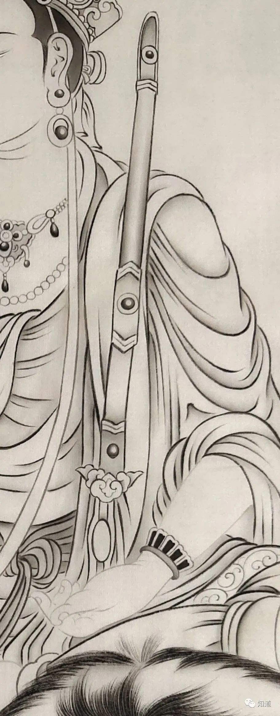 知道书画丨郑小语佛画 白描《文殊菩萨》
