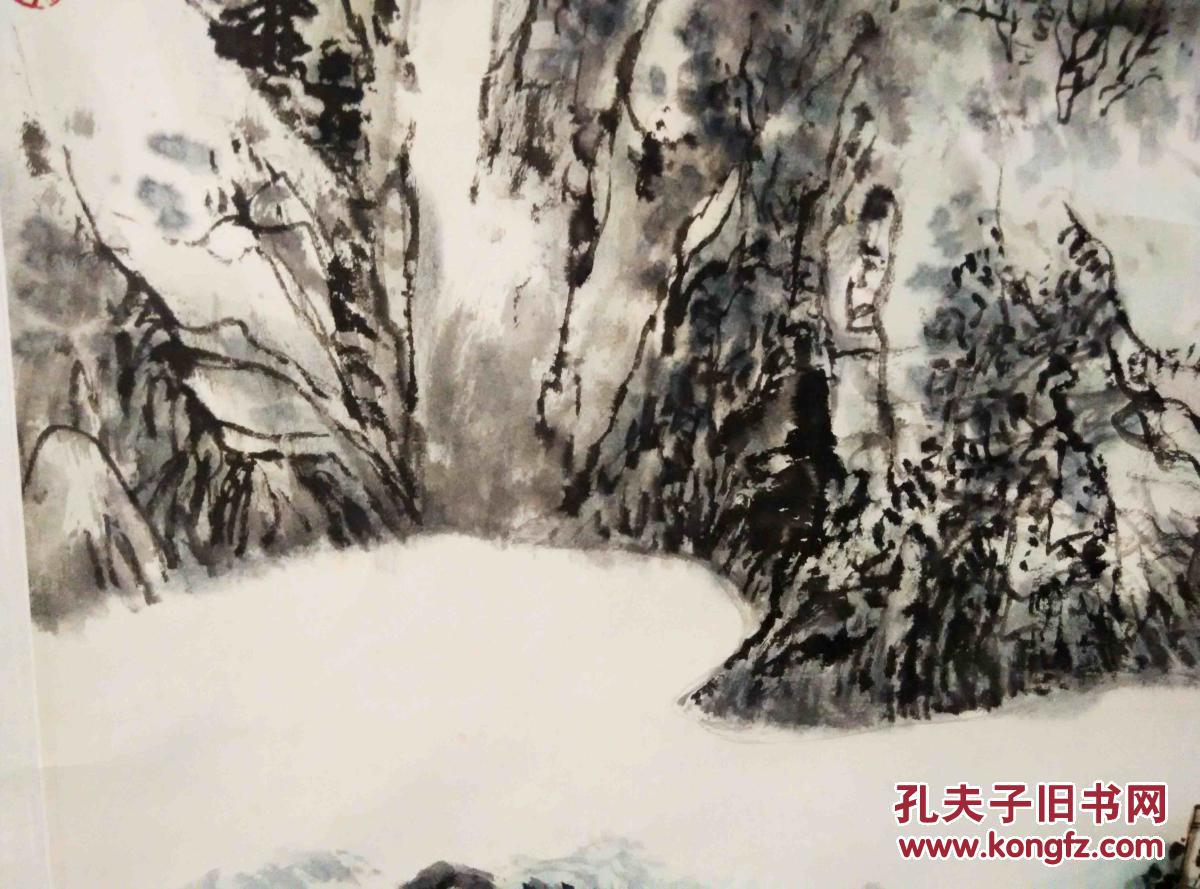 汲公绘 精品山水《塞上云烟》画芯97×50厘米 全绫裱