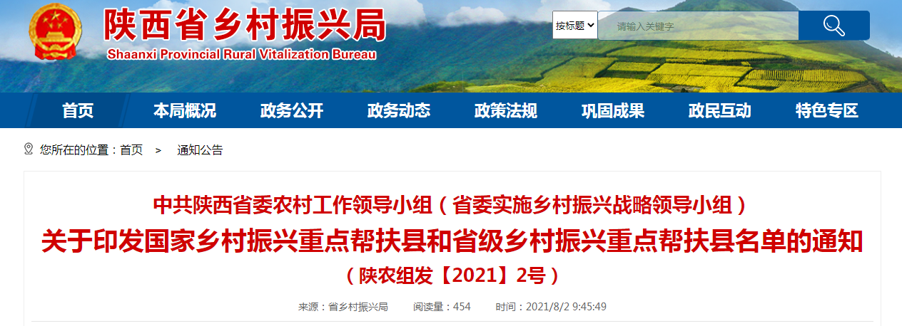 陕西国家级贫困县(陕西26个县被确定为乡村振兴重点帮扶县，其中国家级11个)