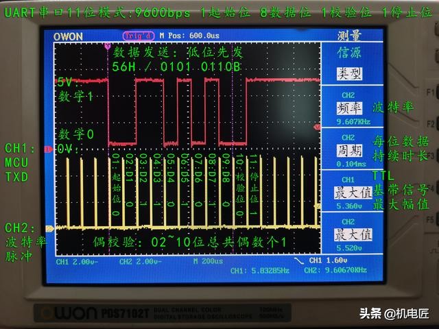 用示波器看透PLC中ModBus通讯的UART物理传输表达方式