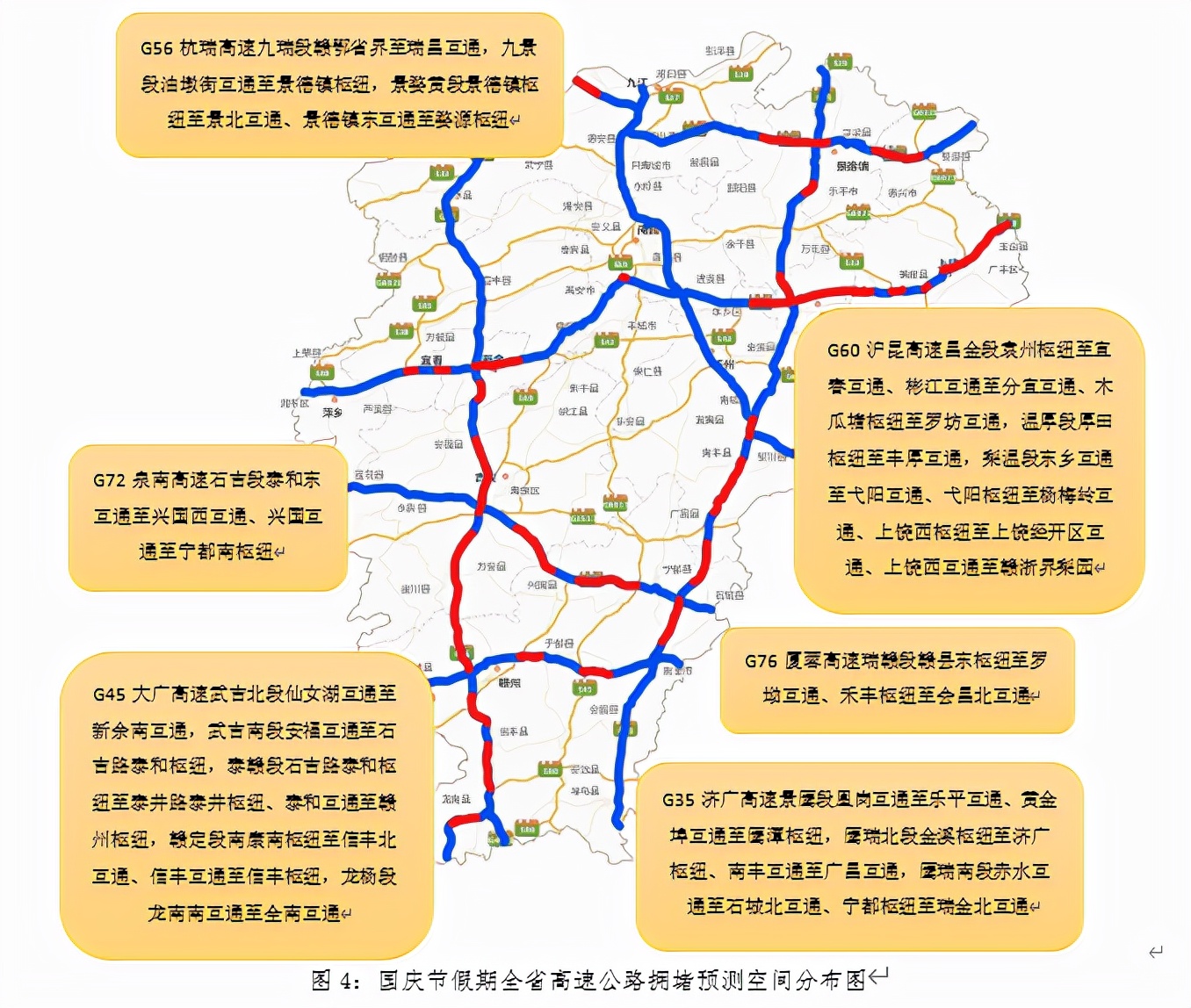 預計2021年國慶節較為擁堵的路段範圍主要有:g35濟廣高速景鷹段凰崗