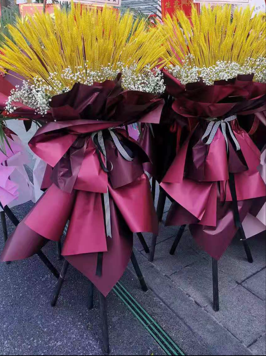 开业花篮-金灿灿的大麦搭配满天星,火