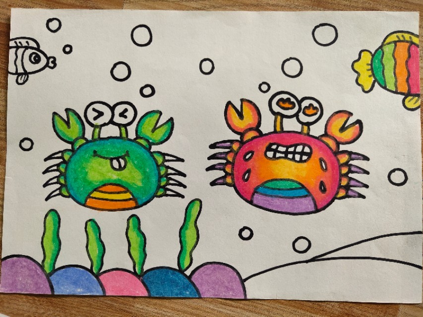 儿童画 线描 卡通素描画螃蟹!蟹蟹大家!