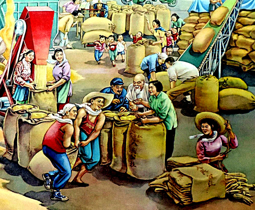 毛主席时代画卷｜按劳分配，多劳多得；公社无限好，丰收喜悦多