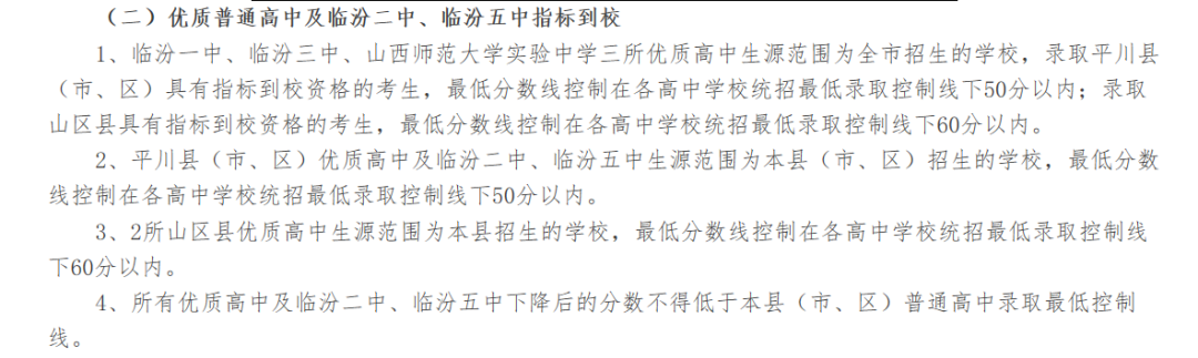 20年山西省各地市高中录取分数线