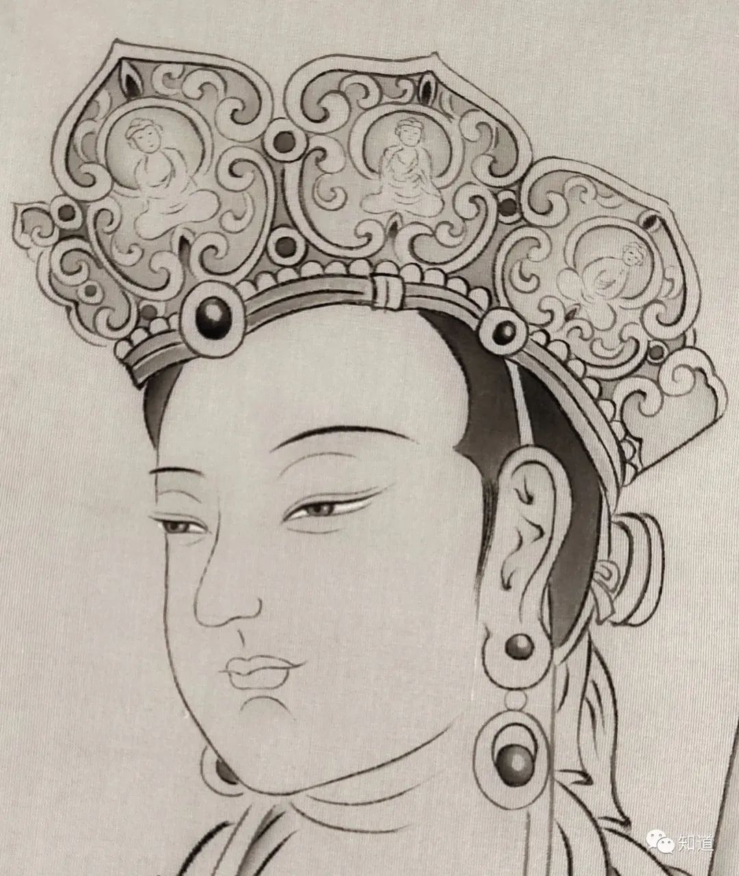知道书画丨郑小语佛画 白描《文殊菩萨》