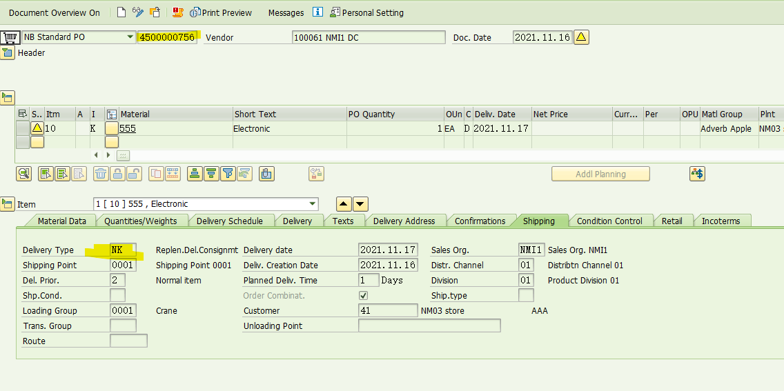 SAP MM 维护公司间STO报错-No delivery type defined for supplying 